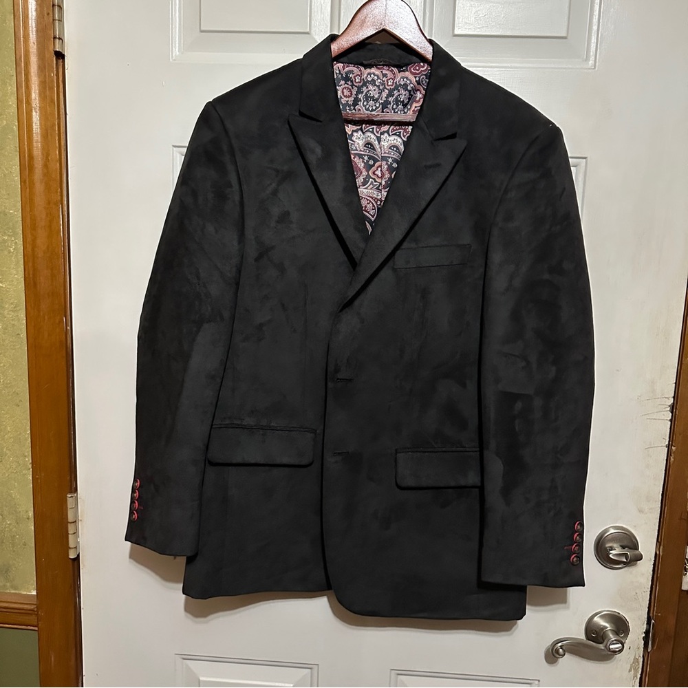 Mens Velvet Affazy Blazer 40 Reg‎ Retro&Funky Metallic Black Pimpish Unique